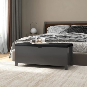 Caja de almacenaje y cojín madera ingeniería gris 105x40x45 cm von vidaXL, Aufbewahrungskisten - Ref: Foro24-326770, Preis: 1...