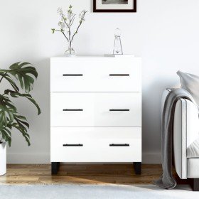 Aparador de madera contrachapada blanco brillante 69,5x34x90 cm Aparador de madera contrachapada blanco brillante 69,5x34x90 cm
