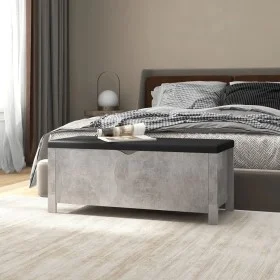 Caja de almacenaje con cojín madera ingeniería gris hormigón by vidaXL, Storage trunks - Ref: Foro24-326772, Price: 107,93 €,...