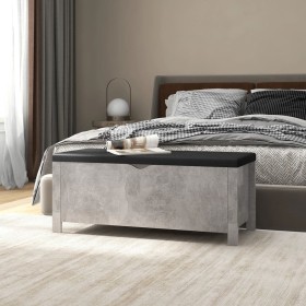 Caja de almacenaje con cojín madera ingeniería gris hormigón von vidaXL, Aufbewahrungskisten - Ref: Foro24-326772, Preis: 109...