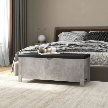 Caja de almacenaje con cojín madera ingeniería gris hormigón by vidaXL, Storage trunks - Ref: Foro24-326772, Price: 107,93 €,...