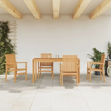 5-piece solid teak wood garden dining set by vidaXL, Garden sets - Ref: Foro24-3157915, Price: 812,45 €, Discount: %