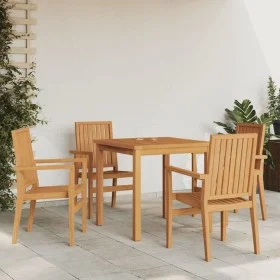 Juego de comedor para jardín 5 piezas madera maciza de teca von vidaXL, Gartensets - Ref: Foro24-3157910, Preis: 797,08 €, Ra...