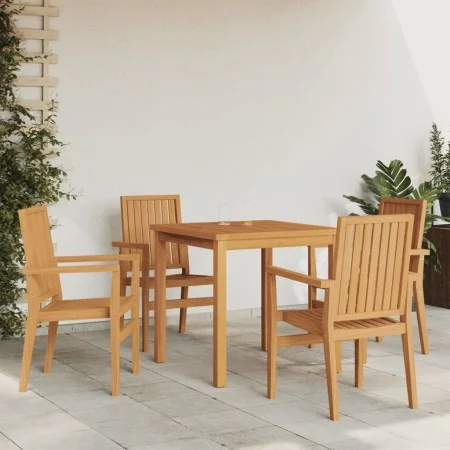 Juego de comedor para jardín 5 piezas madera maciza de teca de vidaXL, Conjuntos de jardín - Ref: Foro24-3157910, Precio: 793...