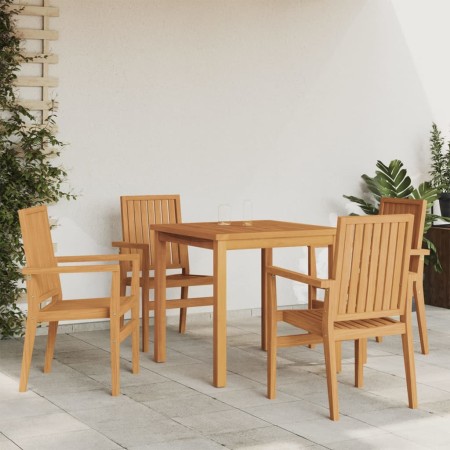 Juego de comedor para jardín 5 piezas madera maciza de teca by vidaXL, Garden sets - Ref: Foro24-3157910, Price: 812,61 €, Di...