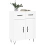 Aparador de madera contrachapada blanco brillante 69,5x34x90 cm