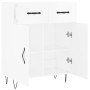 Aparador de madera contrachapada blanco brillante 69,5x34x90 cm