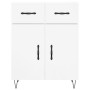 Aparador de madera contrachapada blanco brillante 69,5x34x90 cm