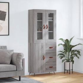 Aparador alto madera contrachapada gris sonoma 69,5x34x180 cm