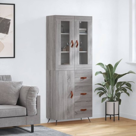 Aparador alto madera contrachapada gris sonoma 69,5x34x180 cm de vidaXL, Aparadores - Ref: Foro24-3198447, Precio: 177,42 €, ...
