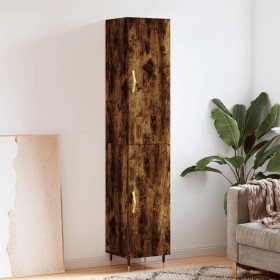 Aparador de madera contrachapada roble ahumado 34,5x34x180 cm
