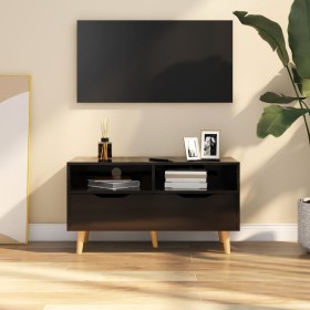Glossy black engineered wood TV cabinet 90x40x48.5 cm by vidaXL, TV Furniture - Ref: Foro24-326784, Price: 83,41 €, Discount: %