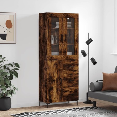 Aparador alto madera contrachapada roble ahumado 69,5x34x180 cm de vidaXL, Aparadores - Ref: Foro24-3198470, Precio: 185,74 €...