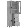 Aparador alto madera contrachapada gris hormigón 69,5x34x180 cm de vidaXL, Aparadores - Ref: Foro24-3198485, Precio: 169,22 €...