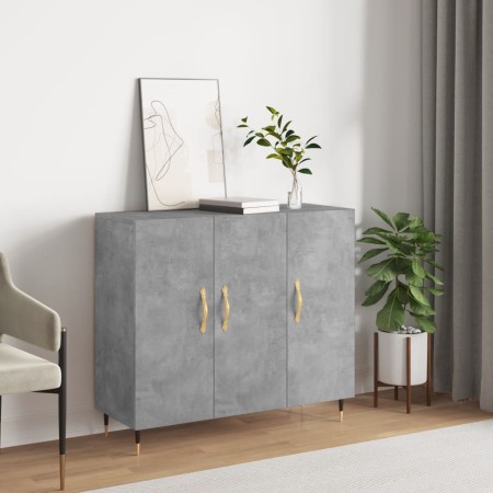 Aparador de madera de ingeniería gris hormigón 90x34x80 cm