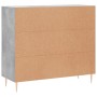 Aparador de madera de ingeniería gris hormigón 90x34x80 cm