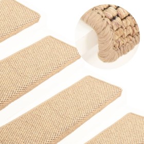 Selbstklebende Sisal-Leitermatte 15 Stück beige 65x21x4 cm von vidaXL, Treppenmatten - Ref: Foro24-326892, Preis: 112,78 €, R...