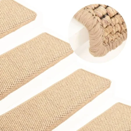 Self-adhesive sisal stair tread mat, set of 15 in beige, 65x21x4 cm by vidaXL, Stair mats - Ref: Foro24-326892, Price: 105,66...