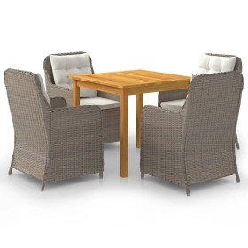 Juego de comedor para jardín 5 piezas marrón Juego de comedor para jardín 5 piezas marrón