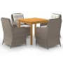 Juego de comedor para jardín 5 piezas marrón