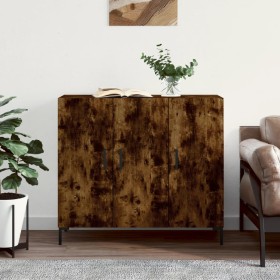 Aparador de madera de ingeniería roble ahumado 90x34x80 cm Aparador de madera de ingeniería roble ahumado 90x34x80 cm