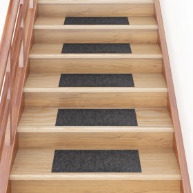 Alfombrilla autoadhesiva escalera 15 uds gris 60x25 cm