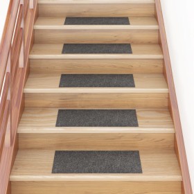 Alfombrilla autoadhesiva de escalera 15 uds antracita 60x25 cm