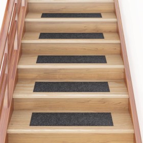 Alfombrilla autoadhesiva escalera 15 uds gris 76x20 cm