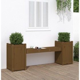 Banco con jardineras madera maciza pino marrón miel 180x36x63cm