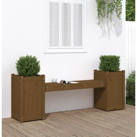 Bank mit Pflanzgefäßen massives Kiefernholz honigbraun 180x36x63cm von vidaXL, Gartenbänke - Ref: Foro24-825166, Preis: 149,2...