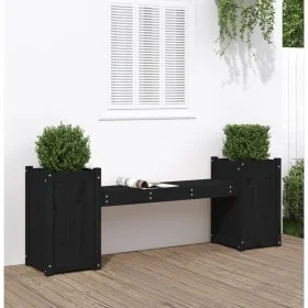 Bench with planters solid black pine wood 180x36x63 cm by vidaXL, garden benches - Ref: Foro24-825167, Price: 146,80 €, Disco...