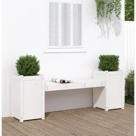 Solid white pine wood bench with planters 180x36x63 cm by vidaXL, garden benches - Ref: Foro24-825164, Price: 143,03 €, Disco...
