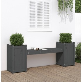 Banco con jardineras madera maciza de pino gris 180x36x63 cm