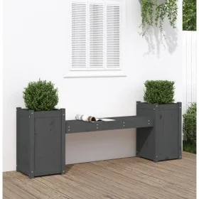 Bench with planters solid gray pine wood 180x36x63 cm by vidaXL, garden benches - Ref: Foro24-825165, Price: 154,94 €, Discou...