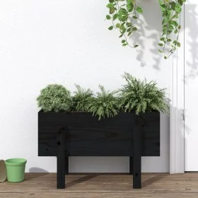 Solid black pine wood planter 62x30x38 cm by vidaXL, Pots and planters - Ref: Foro24-825181, Price: 41,26 €, Discount: %