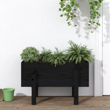 Solid black pine wood planter 62x30x38 cm by vidaXL, Pots and planters - Ref: Foro24-825181, Price: 41,26 €, Discount: %