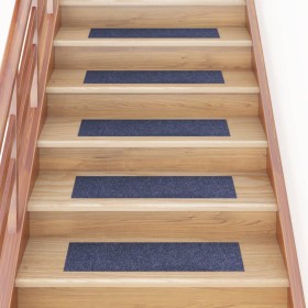 Alfombrilla autoadhesiva escalera 15 uds gris azul 76x20 cm