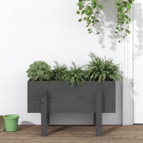 Pflanzgefäß aus massivem Kiefernholz grau 62x30x38 cm von vidaXL, Töpfe und Pflanzgefäße - Ref: Foro24-825179, Preis: 47,67 €...