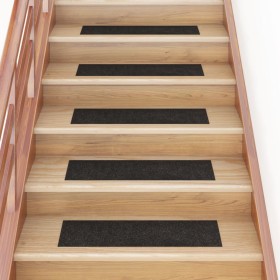 Alfombrilla autoadhesiva escalera 15 uds marrón 76x20 cm