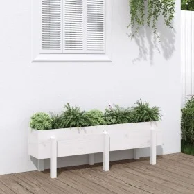 Hochbeet aus massivem weißem Kiefernholz, 121 x 30 x 38 cm von vidaXL, Töpfe und Pflanzgefäße - Ref: Foro24-825199, Preis: 59...