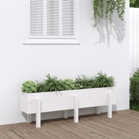 Hochbeet aus massivem weißem Kiefernholz, 121 x 30 x 38 cm von vidaXL, Töpfe und Pflanzgefäße - Ref: Foro24-825199, Preis: 59...