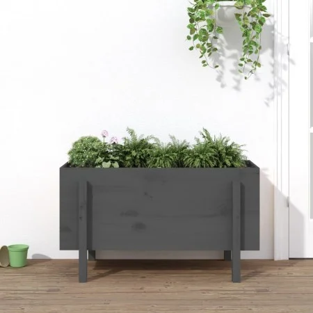 Raised garden bed solid gray pine wood 101x50x57 cm by vidaXL, Pots and planters - Ref: Foro24-825214, Price: 93,84 €, Discou...