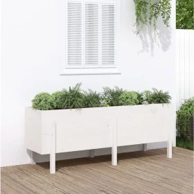 Hochbeet Massives Zirbenholz weiß 160x50x57cm von vidaXL, Töpfe und Pflanzgefäße - Ref: Foro24-825220, Preis: 127,28 €, Rabat...
