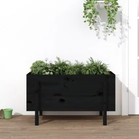 Hochbeet aus massivem schwarzem Kiefernholz, 101 x 50 x 57 cm von vidaXL, Töpfe und Pflanzgefäße - Ref: Foro24-825216, Preis:...