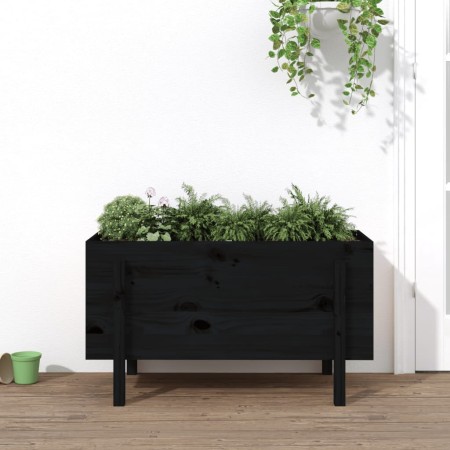 Hochbeet aus massivem schwarzem Kiefernholz, 101 x 50 x 57 cm von vidaXL, Töpfe und Pflanzgefäße - Ref: Foro24-825216, Preis:...