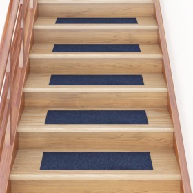 Alfombrilla autoadhesiva escalera 15 uds azul 76x20 cm