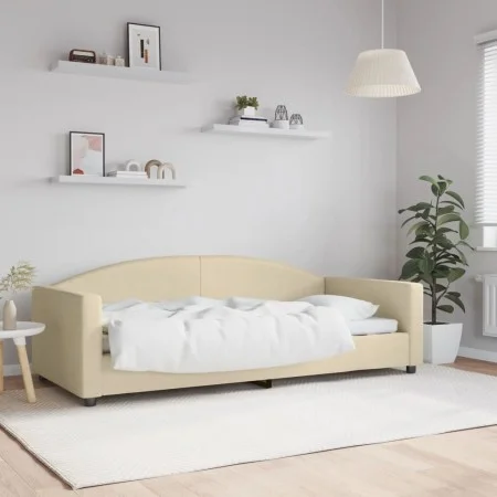 Cream fabric sofa bed 90x200 cm by vidaXL, Beds and slatted bases - Ref: Foro24-354115, Price: 185,98 €, Discount: %