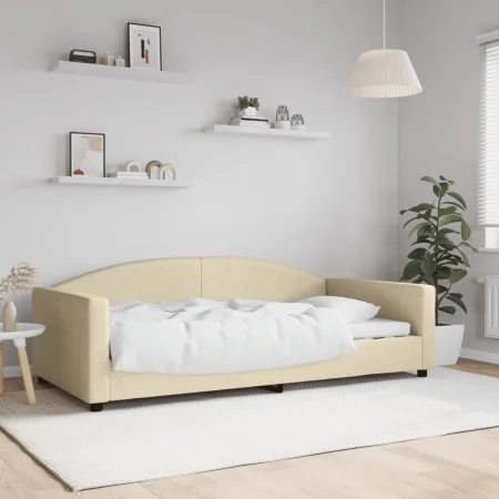 Cream fabric sofa bed 100x200 cm by vidaXL, Beds and slatted bases - Ref: Foro24-354120, Price: 197,91 €, Discount: %