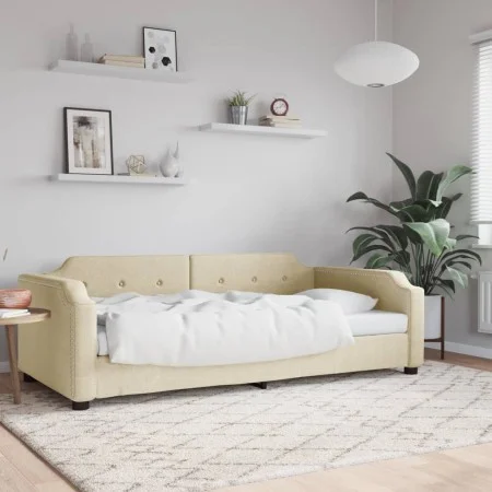 Cream fabric sofa bed 100x200 cm by vidaXL, Beds and slatted bases - Ref: Foro24-354214, Price: 201,68 €, Discount: %