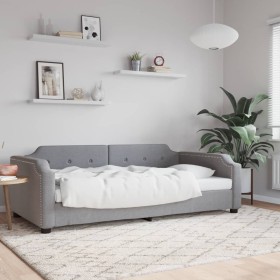 Sofá cama tela gris claro 90x190 cm
